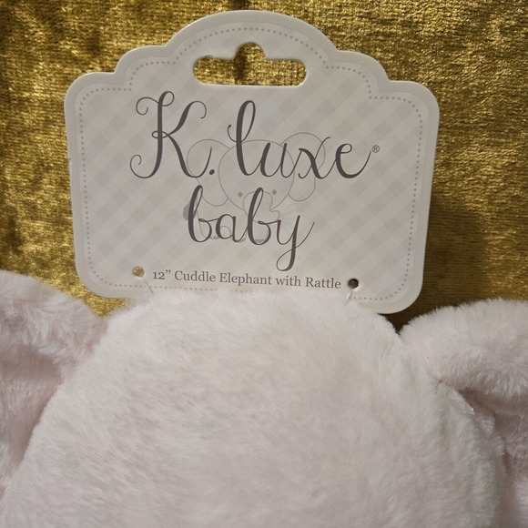 Kelly Toy K Luxe Baby Plush Cuddle Pink Elephant Crinkle Rattle 12" Toy - Picture 4 of 5